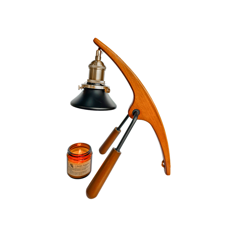 Lampu Penghangat Lilin Dengan Lengan Melengkung Kayu - Arc Glow