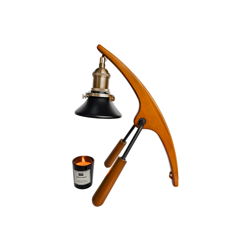 Lampu Penghangat Lilin Dengan Lengan Melengkung Kayu - Arc Glow